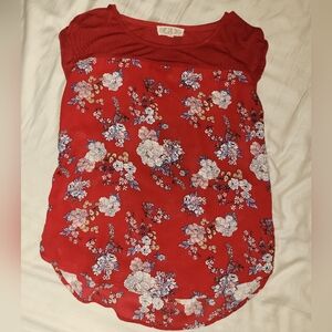 Pink Rose Red Floral Blouse